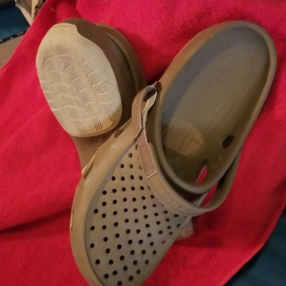 Crocs shoes size 12 M tan in color